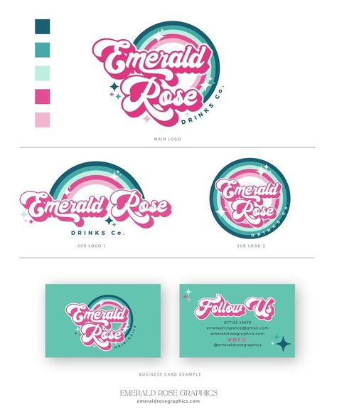 Watermelon Rainbow Retro Logo, Bold Beauty Logo Bundle, Funky Logo Branding, Boho Premade Vintage Business Card Design, Hippie 70s Bohemian - Etsy UK designchallenge #designermaker🎋. Canva Logo Design, Funky Logo, Hippie Logo, Vintage Business Card Design, Post Card Design, Logo Design Graphics, Examples Of Business Cards, 70s Bohemian, Canva Logo