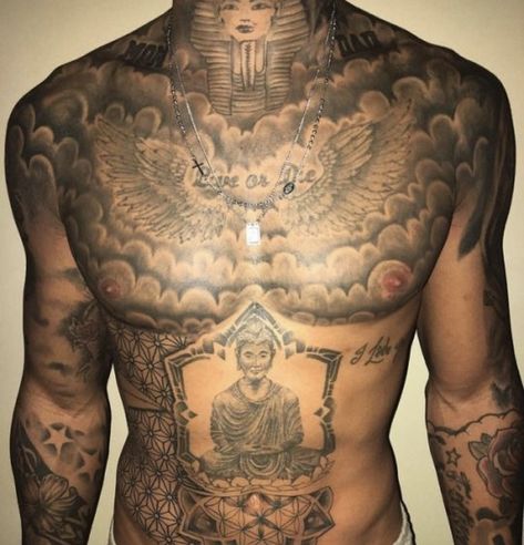 Chest Tattoo Pieces For Men, Chest Tattoo Men Ideas Clouds, Cloud Chest Tattoo Men, Chest Piece Tattoos Mens Clouds, Chest Tattoo Men Ideas Full, Chest Tattoo Men Ideas Black Man, Chest Tattoo Clouds, Mens Chest Tattoos, Chest Tattoo Quotes