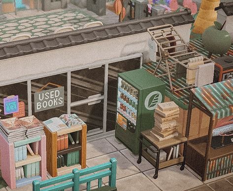 colin of moon on Instagram: “dobie’s bookstore 📚” Acnh Garbage Area, Acnh Y2k, Dark Lovecore, Colin Crossing, Acnh Citycore, Acnh Idea, Used Book Store, Urban Island, City Island