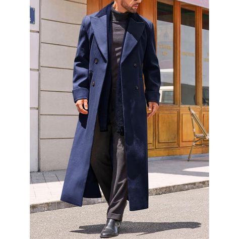 Blue Overcoat Men, Trench Coat Fashion, Winter Long Coat, Overcoat Men, Winter Overcoat, Blue Trench Coat, Trench Coat Style, Long Winter Coats, Trench Coat Men