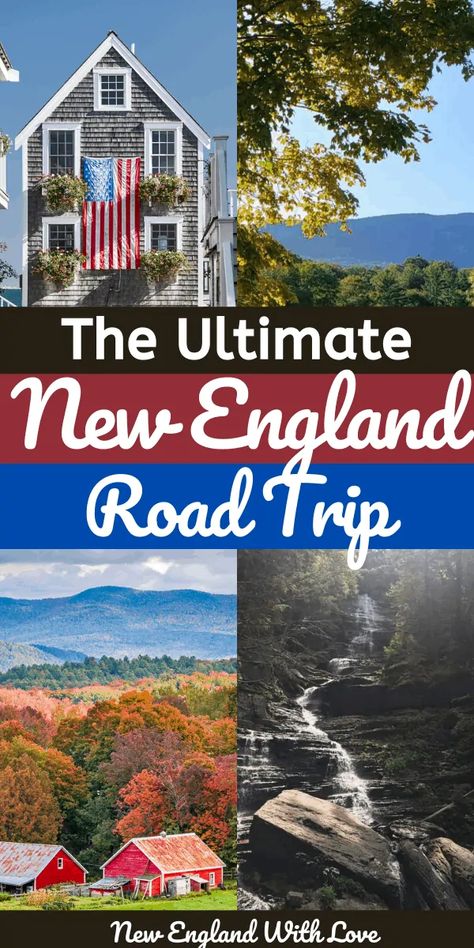 England Road Trip Itinerary, England Road Trip, Maine Road Trip, England Travel Guide, England Aesthetic, Massachusetts Travel, Road Trip Map, New England Road Trip, Fall Road Trip