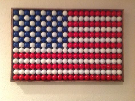 American flag made of golf balls | Chesterfield, MO Patch Golf Crafts, Golf Birthday Gifts, Golf Ball Gift, Golf Ball Crafts, Golf Diy, Golf Decor, Golf Art, Golf Mk4, Perfect Golf