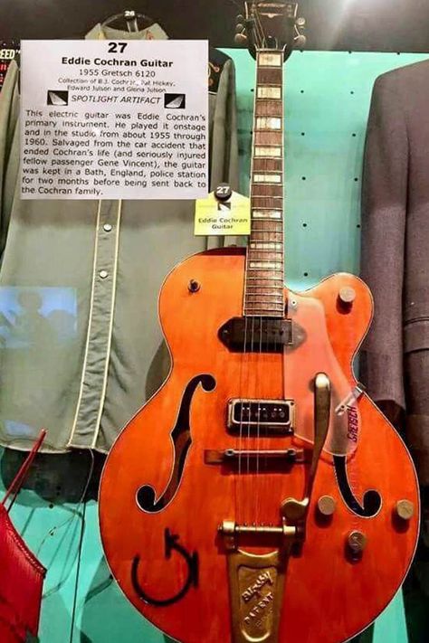 Eddie Cochran's guitar. Rockabilly Guitar, Gretsch Guitar, Learn Acoustic Guitar, 1950s Music, Eddie Cochran, White Falcon, Semi Acoustic Guitar, Rockabilly Music, Ritchie Valens