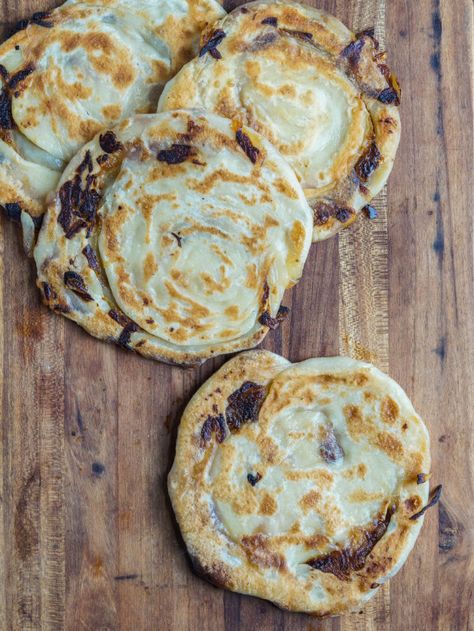 Katama (Kyrgyz Swirled Onion Flatbread) (10 of 14) Kyrgyzstan Recipes, Touchstarved Game, Onion Flatbread, Baking Savory, Kyrgyzstan Travel, North African Food, Middle East Recipes, Flatbread Recipe, Flat Breads