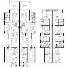 Cluster Homes Plans, Semidetached Houses Floor Plan, Semidetached Houses, Cluster Homes, Townhouse Plans, Town House Plans, House Plans Australia, Strive For Excellence, Duplex Floor Plans