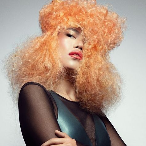 Pile your curls up! Its time to #upload your #hairpics to Bangstyle!  Check Out the Hair Upload of the Day by Olga Garcia on #bangstyle Coral Pink Hair Color, Coral Pink Hair, Pink Hair Color, Pantone Color Of The Year, Collections Photography, Live Coral, Living Coral, It Girls, How To Style Bangs