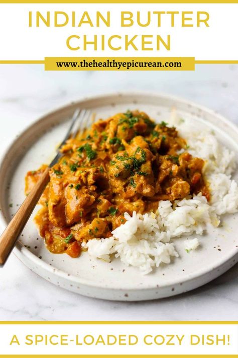 A side shot of a plate of Indian butter chicken. Chicken And Jasmine Rice, Fluffy Jasmine Rice, Chicken Makhani, Jasmine Rice Recipes, Coconut Milk Chicken, Cooking Jasmine Rice, Indian Butter Chicken, Coconut Chicken, Coconut Curry Chicken