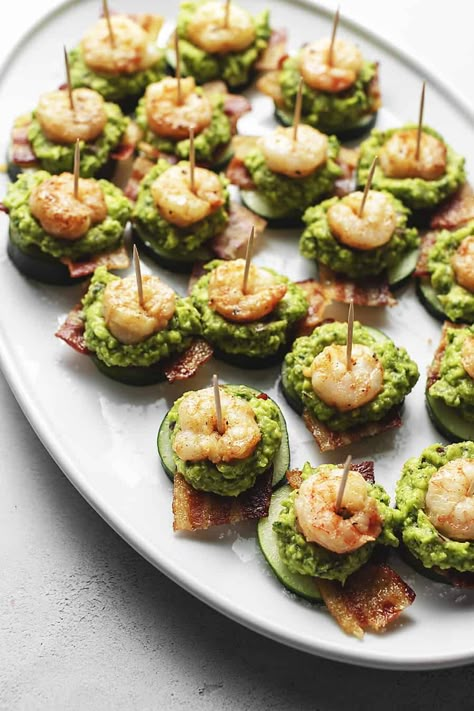 Keto Shrimp Guacamole and Bacon Appetizers • Low Carb with Jennifer Shrimp Guacamole, Low Carb Shrimp, Bacon Recipes Appetizers, Creamy Guacamole, Buttery Shrimp, Savory Bacon, Keto Shrimp, Keto Appetizers, Bacon Appetizers