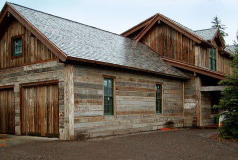 Olde Wood Limited recycled barn siding.  Nothing from a barn should ever go to waste! Prefab Barns, Reclaimed Wood Siding, Wood Siding Exterior, Barn Boards, Rustic Homes, Barn Siding, Garage Exterior, Rustic Exterior, Barn Wood Projects