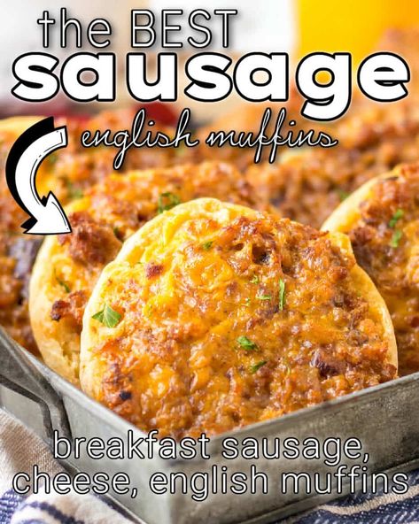 SAUSAGE ENGLISH MUFFINS Sausage English Muffins, English Muffin Recipe Breakfast, English Muffin Breakfast, Bbq Chicken Pasta, Muffin Breakfast, English Muffin Recipes, Cream Cheese Bread, Tater Tot Breakfast, Best Sausage