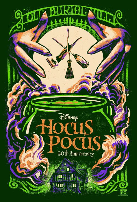 Halloween Movie Poster, Halloween Desktop Wallpaper, Hocus Pocus 1993, Disney Movie Art, Hocus Pocus Party, Theater Poster, Poster Halloween, Dorm Art, Halloween Flyer