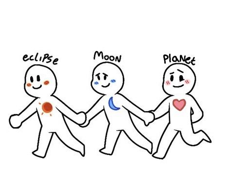 Moon And Sun Ship Dynamic, Sun Moon Star Eclipse Friends, Sun X Sun Dynamic, Three Best Friends Drawing Reference, Star Sun Eclipse Moon Friend Dynamic, Group Of Three Poses Drawing, Sun And Moon Relationship Dynamic, Throuple Ship Dynamics, Sun And Moon Dynamic