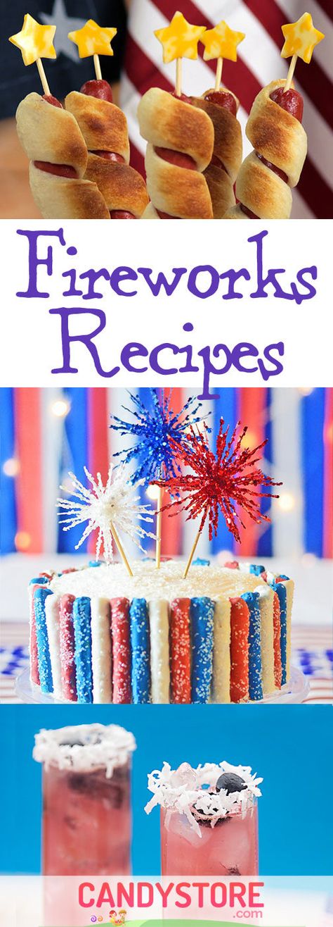 Firework Food, Recipes For 4th Of July, Red White And Blue Food, Crescent Roll Pastry, Super Simple Recipes, Blue Treats, Patriotic Recipes, 4th July Food, Patriotic Food