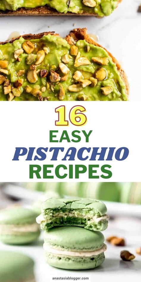 Pistachios are rich in protein and can actually be mixed or topped in almost all kinds of meals. I have here 16 easy pistachio recipes you can use for any occasion! #pistachio #healthyrecipes #desserts Recipes Using Pistachio Butter, Pistachio Baklava Recipe, Pistachio Recipes Desserts, Weight Watcher Cookies, Heavy Cream Recipes, Simple Avocado Toast, Christmas Salad Recipes, Pistachio Dessert, Pistachio Recipes