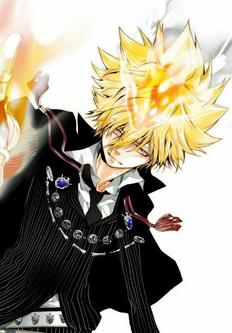 Giotto Reborn Manga, Color Eyeliner, Katekyo Hitman Reborn, Black Cartoon Characters, Reborn Katekyo Hitman, Hitman Reborn, Creative Pictures, Black Cartoon, Manga Covers