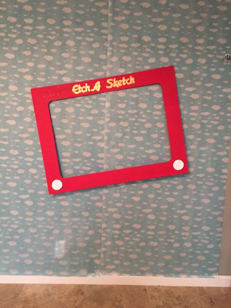 Etch A Sketch photo prop Diy Etch A Sketch, Diy Frame Mirror, Diy Floor Mirror Frame, Frosted Glass Spray Paint, Diy Floor Mirror, Diy Mirror Dresser, Barn Wood Mirror, Glass Spray Paint, Frosted Glass Spray