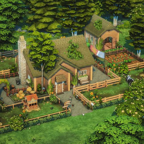 Small Cottage Ranch - Click to view on Ko-fi - Ko-fi ❤️ Where creators get support from fans through donations, memberships, shop sales and more! The original 'Buy Me a Coffee' Page. Sims 4 Small Cottage, Cottage Living Sims 4, Sims 4 Ranch House, Sims Farm, Sims 4 Ranch, Sims 4 Farm, Henford On Bagley, Cottage Ranch, Sims 4 Cottage