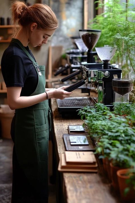 Coffee shop uniform Coffee shop uniform, black polo, use green and white colors in design, minimalism, Coffee Shop Uniform Ideas, Coffee Shop Uniform, Minimal Coffee Shop, Shop Uniform, Uniform Ideas, Black Polo, White Colors, Green And White, In Design