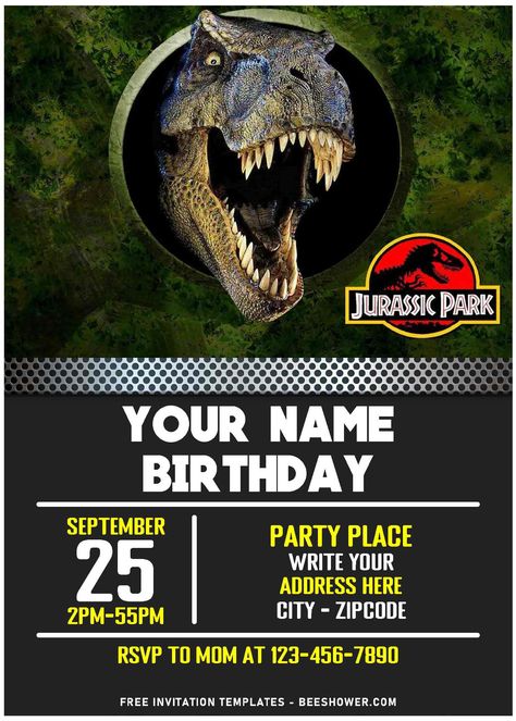 (Free Editable PDF) Nerve Wracking Jurassic World Camp Birthday Invitation Templates | Beeshower Jurassic Park Invitations Free, Jurassic Park Invitation Template, Jurassic Park Birthday Invitations, Jurassic World Invitations, Jurassic Park Series, Jurassic Park Birthday Party, Jurassic Park Party, Lego Invitations, Jurassic Park Birthday