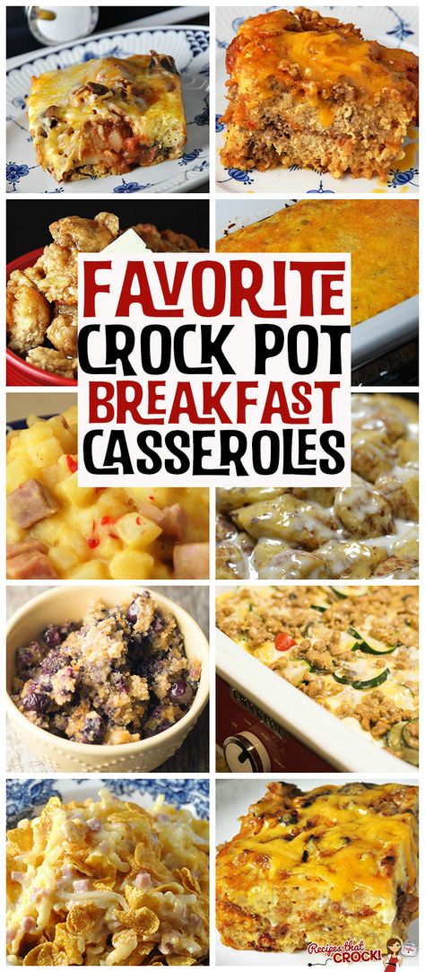 A good breakfast can start your day off right! Whether you like egg casseroles, hashbrown casseroles or sweet casseroles, we have you covered with our Favorite Crock Pot Breakfast Casseroles! Crock Pot Breakfast, Crockpot Breakfast Casserole, Breakfast Crockpot Recipes, Slow Cooker Breakfast, Hashbrown Breakfast Casserole, Crockpot Casserole, Breakfast Casseroles, Crockpot Breakfast, Crockpot Dishes