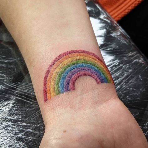 Rainbow Tattoo Sleeve, Rainbow Armband Tattoo, Rainbow Sunset Tattoo, Rainbow Circle Tattoo, Rainbow Dinosaur Tattoo, Patchwork Tattoo Color, Simple Rainbow Tattoo, Rainbow Tattoos Pride, Rainbow Tattoo Ideas Unique