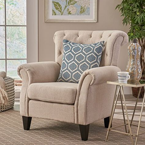 Christopher Knight Home 230016 Greggory Fabric Club Chair, Light Beige Light Beige Sofa, Brown Arm Chair, Arm Chair Living Room, Modern Club Chair, Tufted Accent Chair, Tufted Chair, Fabric Accent Chair, Upholstered Armchair, Beige Sofa