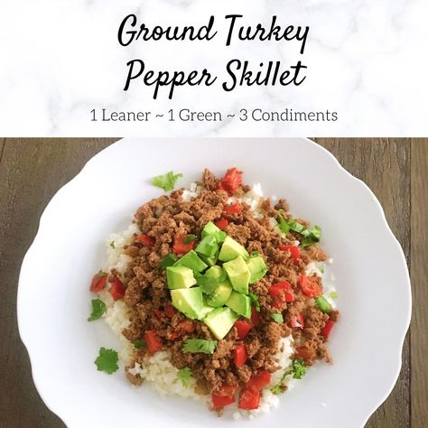 Ground turkey and sweet bell pepper skillet meal made three different ways! Optavia Ground Turkey Lean And Green, Optavia Ground Turkey Recipes Lean And Green, Turkey Lean And Green Recipes, Optavia Ground Chicken Recipes, Ground Chicken Optavia Recipe, Ground Turkey Optavia Recipes, Optavia Turkey Recipes, Ground Turkey Lean And Green, Lean And Green Ground Turkey Recipes