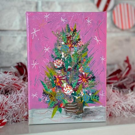 JunkfrommyTreeHouse - Etsy Christmas Tree Paintings, Sip N Paint Ideas, Christmas Canvas Paintings, Oak Harbor Washington, Tree Art Painting, Craft Themes, Paintings Techniques, Watercolor Christmas Cards Diy, Whimsical Christmas Tree