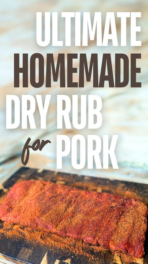 A slab of pork ribs covered in homemade dry rub for pork. Pulled Pork Dry Rub Recipe, Pork Seasoning Recipe, Sweet Bbq Rub Recipe, Pork Rib Rub Recipe, Pulled Pork Rub Recipe, Pork Rib Dry Rub, Bbq Pork Rub, Dry Rub For Pork, Rub For Pork Ribs