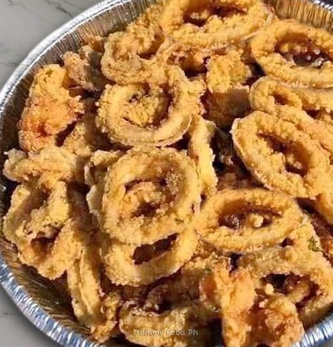 Ulam Pinoy Filipino Recipes Main Dishes, Filipino Ulam, Filipino Appetizers, Filipino Street Food, Calamari Recipes, Squid Recipes, Filipino Foods, House Blessing, Pinoy Food