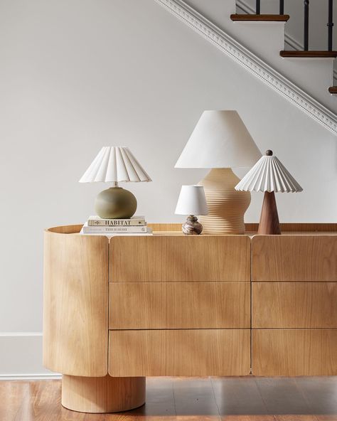 Fluted Furniture, Credenza Decor, Scandi Furniture, Stand Lamp, Bed Stand, Object Design, Table Top Lamps, Cocktail Cabinet, Lulu And Georgia