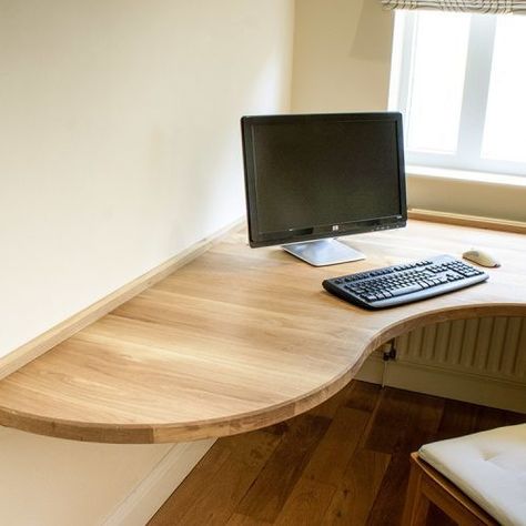 Fitted Office Furniture, Home Study Design, Fitted Office, Diy Corner Desk, Home Office Furniture Design, Curved Desk, Bespoke Home, Study Table Designs, Small Home Offices