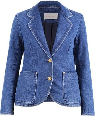 Denim Blazer Jacket, Designer Blazers, Blazer Jeans, Blazer Designs, Denim Blazer, Cotton Blazer, Blazer With Jeans, Single Breasted Jacket, Closet Fashion