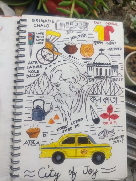 Bengali Doodle Art, Kolkata Drawing Sketch, Kolkata Doodle Art, Kolkata Drawing, Blue Pen Sketch Simple, Bengali Drawing, Kolkata City Drawing, Sketch Simple, Watercolor Food Illustration