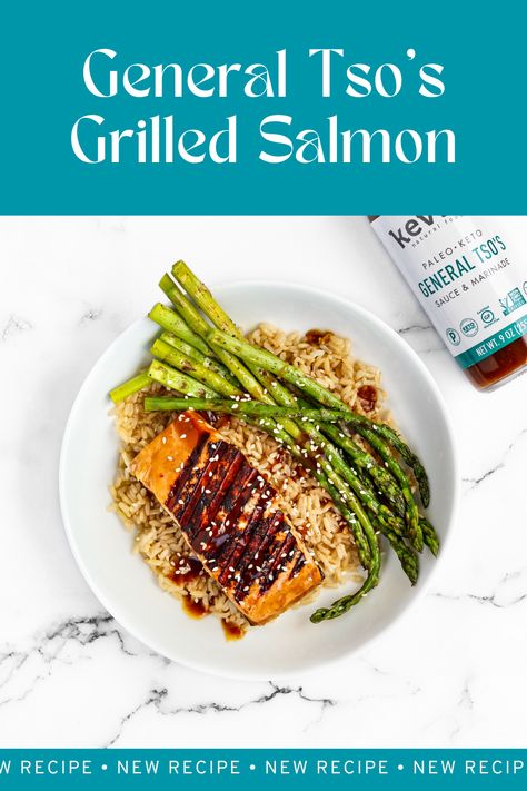 General Tso Salmon Recipes, General Tso Salmon, Weeknight Meal Plan, Weeknight Salmon, General Tso Sauce, Grilled Salmon Recipes, Marinated Salmon, Panini Press, General Tso