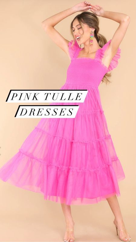 Pink tulle dresses for your Barbiecore era!! :sparkling_heart: #hotpink #tulledress #weddingguest #LTKunder100 #LTKwedding #LTKFind Colorful Clothing, Pink Tulle Dress, Tulle Dresses, Pink Tulle, Pink Midi Dress, Classic Outfits, Colourful Outfits, Tulle Dress, The Garden