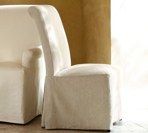 PB Comfort Chair Slipcovers | Pottery Barn Pottery Barn Dining Room, Pottery Barn Dining, Pottery Barn Kitchen, Comfort Chair, Dining Room Chair Slipcovers, Dining Room Paint, Comfortable Dining Chairs, Chair Slipcovers, Dining Room Chair