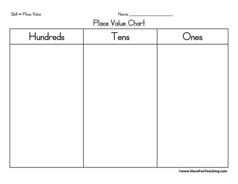 Hundreds, Tens, Ones Place Value Chart | Have Fun Teaching Hundreds Tens Ones Anchor Chart, Place Value Chart 2nd, Hundreds Tens And Ones Worksheet, Place Value House, Printable Place Value Chart, Place Value 4th Grade, 1 Grade Math, Place Value Song, Math For 2nd Grade