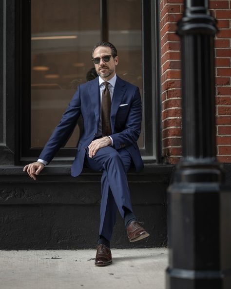 Today on the He Spoke Style website, I’m helping to answer the question of why one might choose a royal blue suit. Learn a little about my personal story — it was my first custom suit — below and click the link in bio for the full article. It was at the very end of 2012 when I decided that I was finally going to make the commitment to dressing well and building a classic and versatile menswear wardrobe. I’d just finished reading Walter Isaacson’s biography of Steve Jobs and became sort of f... Suit Combinations Men, Navy Suit Style, Blue Suit Outfit, Mens Navy Suit, He Spoke Style, Personal Stamp, Royal Blue Suit, Suit Combinations, Dressing Well