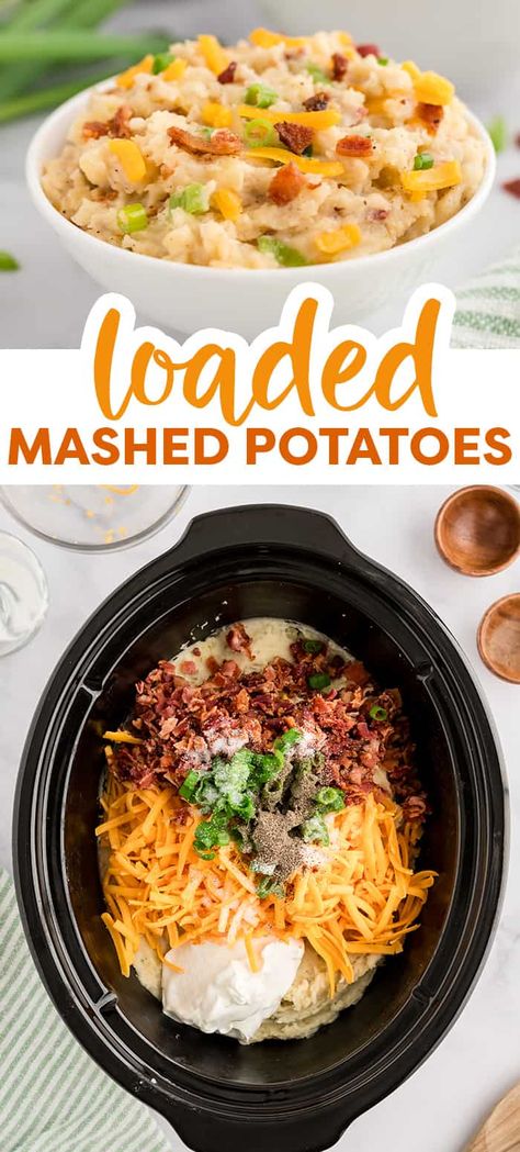 Potatoes In The Crockpot, Crockpot Thanksgiving, Crockpot Mashed Potatoes, Slow Cooker Baked Beans, Cooked Potatoes, Crock Pot Potatoes, Twice Baked Potatoes Casserole, Loaded Mashed Potatoes, Low Carb Slow Cooker