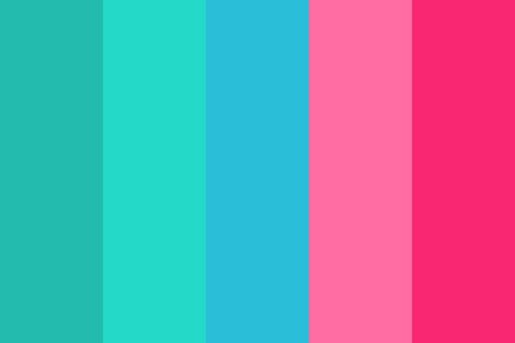 pink and teal Color Palette Bright Pink Color Schemes, Pink Purple Aqua Color Palettes, Teal Fuchsia Color Palette, Hot Pink Color Pallete, Royal Blue And Pink Color Palette, Pink Red Teal Color Palette, Teal And Pink Color Scheme, Turquoise Pink Color Palette, Pink Complementary Color Palette