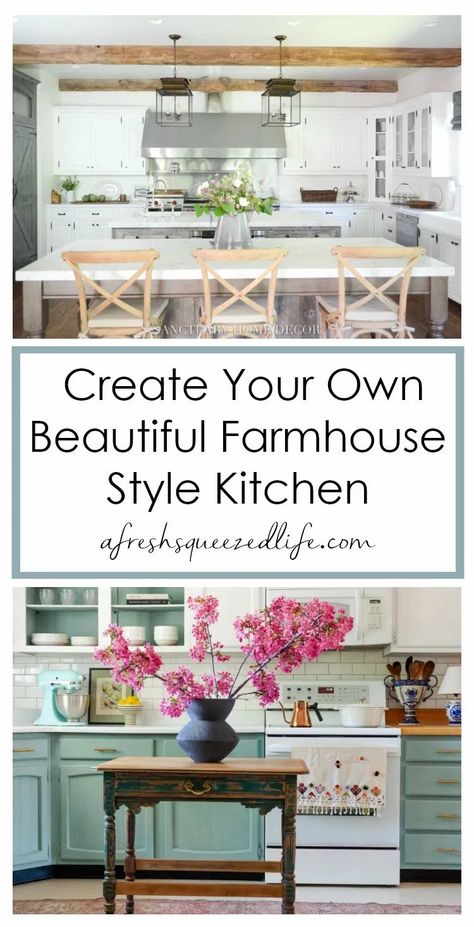 Are you wanting to create a farmhouse, rustic style kitchen in your home? These farmhouse kitchen decorating ideas will get you started! DIY your way to a cheap and simple kitchen plan on a budget! Farmhouse Kitchen On A Budget Diy, Farmhouse Kitchen Decorating Ideas, Aesthetics Interior Design, Farmhouse Kitchen On A Budget, Small Farmhouse Kitchen, Budget Kitchen Makeover, Kitchen Plan, Aesthetic Interior, Kitchen Decorating Ideas