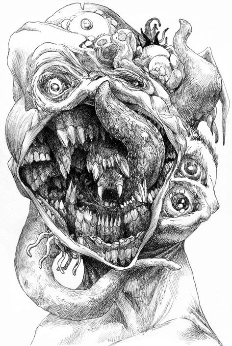 Lovecraft Monsters, Lovecraft Art, Scary Drawings, Horror Drawing, Arte Doodle, Lovecraftian Horror, Creepy Drawings, Monster Drawing, H P Lovecraft