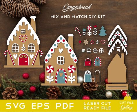 Gingerbread House DIY Paint Kit SVG laser cut file. Ready to paint Gingerbread kit svg. Gingerbread decor, Christmas DIY Paint svg file. Laser cut Glowforge cnс svg file This is INSTANT and DIGITAL DOWNLOAD These are digital files, no physical item will be sent. The file will be available immediately after purchase. Once purchased, you will receive a zipped folder containing the following file types of this design: - 1 SVG file - 1 DXF file - 1 PDF file TERMS OF USE: Due to the digital nature of Glowforge Gingerbread House, Gingerbread House Wood Cutout, Wood Gingerbread House, Gingerbread House Diy, Gingerbread Door, Cardboard Gingerbread House, Christmas Diy Kit, Gingerbread House Parties, Gingerbread Decor