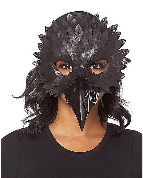 Black Crow Mask - Spirithalloween.com Black Crow Costume, Fae Costume, Crow Mask, Crow Costume, Grunge Jewelry, Half Mask, Creative Costumes, Black Crow, Animal Masks