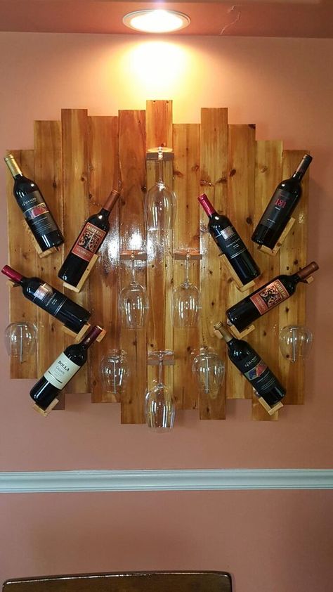 Wine Rack Projects, Custom Wine Rack, Wine Rack Design, Pallet Wine, Bar In Casa, Diy Home Bar, Wine Book, Wine Shelves, Home Bar Designs