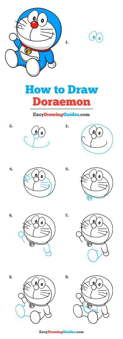 Learn to draw Doraemon. This step-by-step tutorial makes it easy. Kids and beginners alike can now draw a great Doraemon. Doraemon Drawings, Doraemon Drawing, Easy Steps To Draw, Steps To Draw, Beginner Sketches, Oil Pastel Drawings Easy, Drawing Instructions, Doremon Cartoon, Drawing Guides