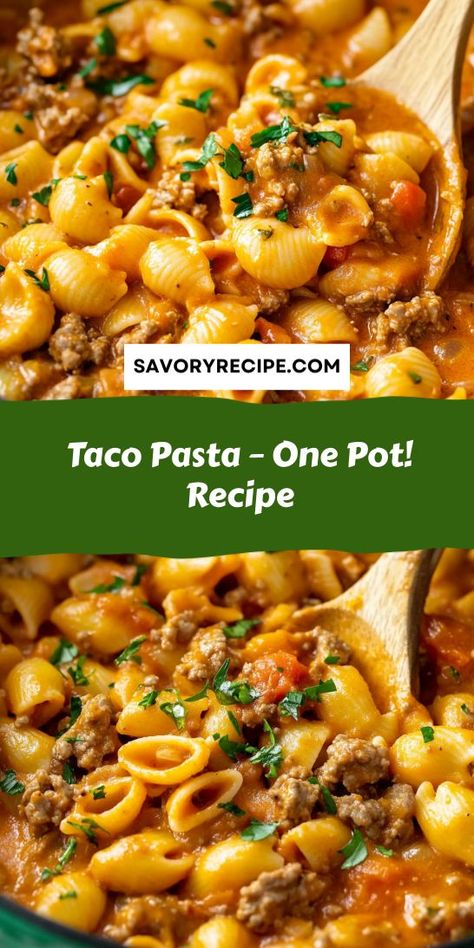 Satisfy your cravings with Taco Pasta – One Pot! This quick and easy recipe features ground beef, taco seasoning, and pasta, all cooked in one pot. Perfect for busy evenings, this meal is a delicious twist on traditional Ground Beef Recipes. Serve with cheese for an extra treat! One Pot Taco Pasta, Taco Pasta Recipe, Pasta One Pot, Ground Beef Recipe, Taco Pasta, Cheesy Pasta, Easy Taco, Ground Beef Recipes Easy, Comfort Dishes