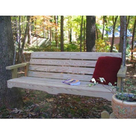 Designer's Choice Classic Pine Porch Swing - Natural - Adirondack Furniture at Hayneedle $240 Adirondack Furniture, Southern Yellow Pine, Porch Swings, Wooden Porch, Patio Swing, Outdoor Swing, Outdoor Porch, Outdoor Inspirations, Garden Patio Furniture