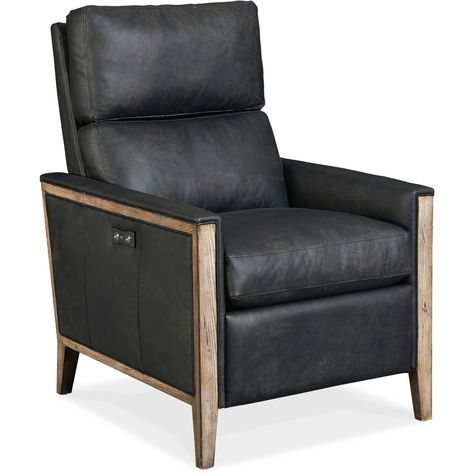 Reclining Chairs Power High Leg Recliner at Sprintz Furniture Hooker Furniture Living Room, High Leg Recliner, Club Furniture, Leather Recliner Chair, Exposed Wood, Leather Recliner, Furniture Finishes, Hooker Furniture, Power Recliners